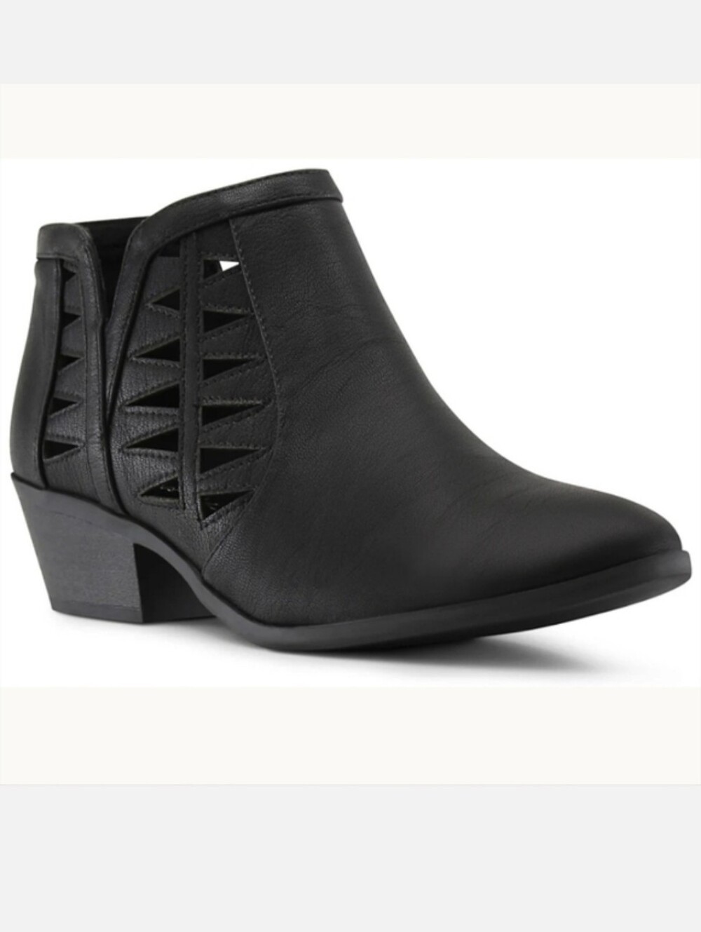 MARCO REPUBLIC Oslo Womens Perforated Cutout Chunky Ankle Booties